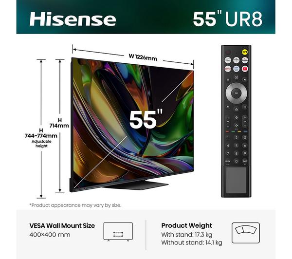 RGB Mini LED 55 Inch 4K 180Hz AI Smart TV With Freely