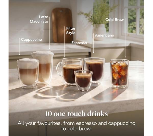 Whole Bean DeLonghi Rivelia Black Automatic Coffee Machine