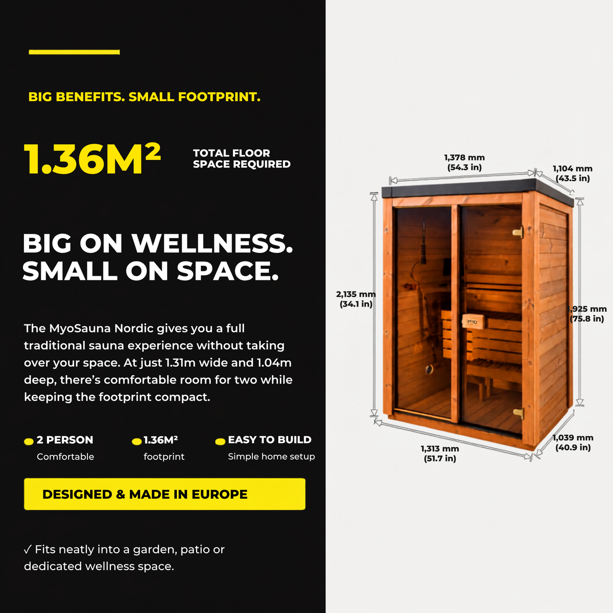 European Crafted Natural Timber Compact Outdoor Sauna