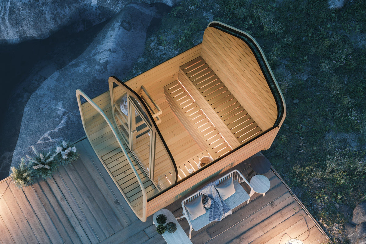 Authentic Nordic Thermowood Garden Sauna Cabin With Terrace