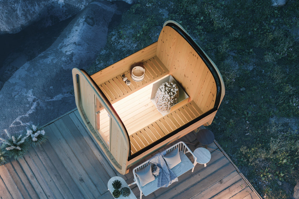 Authentic Nordic Spruce Barrel Sauna For Garden Wellness