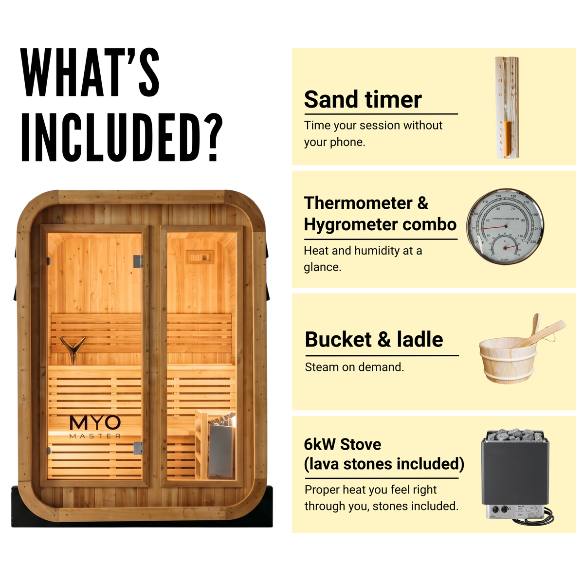 Premium Grade Natural Timber Home Sauna With 6kW Heater