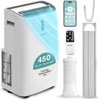 12,000 BTU WiFi Smart Portable AC – Cooling, Fan & Dehumidifier, 24hr Timer, Remote, Window Kit