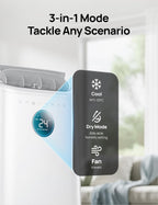 12,000 BTU Portable AC with Smart App & Voice Control – 3-in-1 Cooling, Fan, Dehumidifier