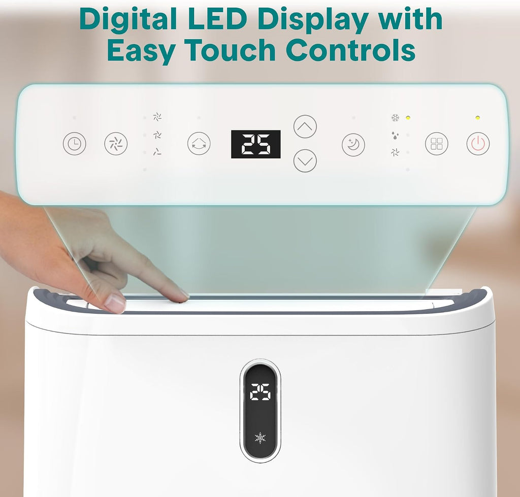 12,000 BTU WiFi Smart Portable AC – Cooling, Fan & Dehumidifier, 24hr Timer, Remote, Window Kit