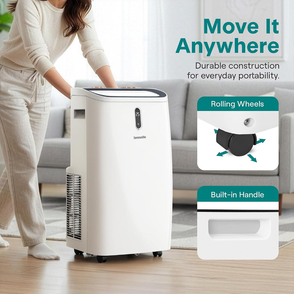 12,000 BTU WiFi Smart Portable AC – Cooling, Fan & Dehumidifier, 24hr Timer, Remote, Window Kit