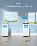 9,000 BTU 4-in-1 Portable AC for 20m² – Cooling, Dehumidifier, Fan, Digital Display, Window Kit