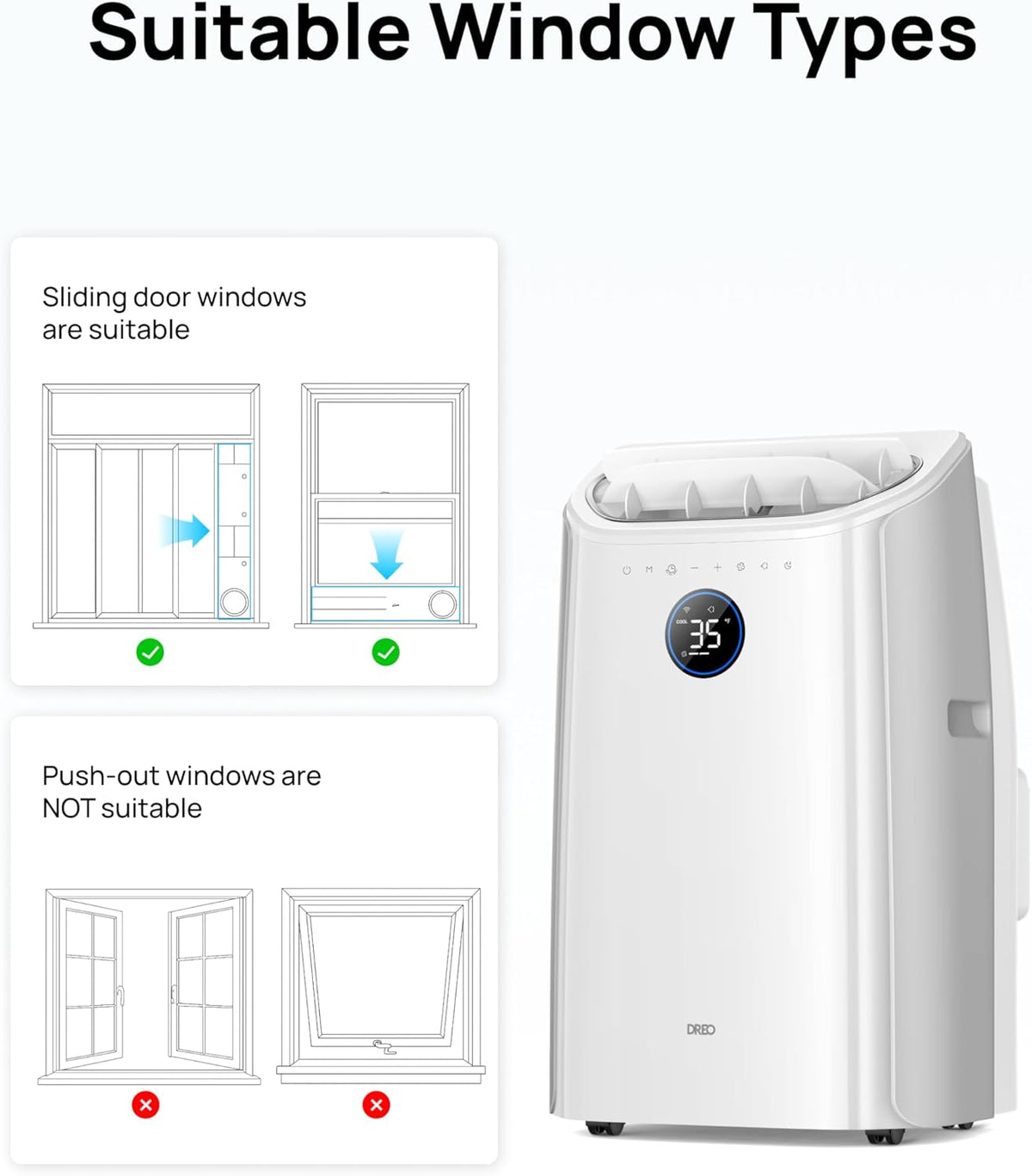 12,000 BTU Portable AC with Smart App & Voice Control – 3-in-1 Cooling, Fan, Dehumidifier
