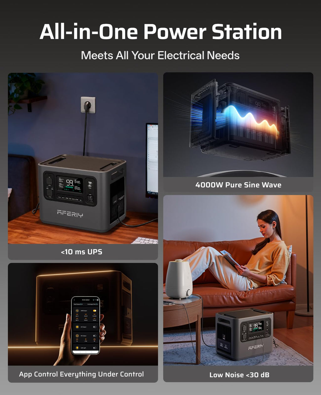 AFERIY P280 4096Wh Portable Power Station,with 1 Extra Battery,2800W Expandable Capacity LiFePO4 Battery Backup,Solar Generator for Home Use,Outdoor