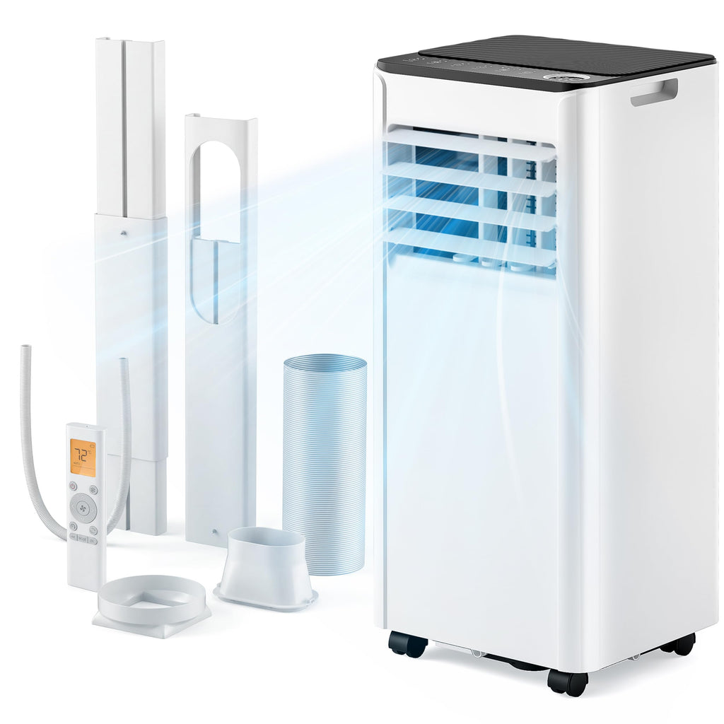 9,000 BTU 4-in-1 Portable AC for 20m² – Cooling, Dehumidifier, Fan, Digital Display, Window Kit