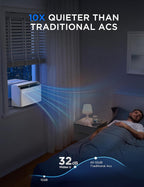 8,000 BTU U Shaped Smart Inverter Window Air Conditioner - Cools 350 Sq Ft, Ultra Quiet with Open Window Flexibility - Alexa/Google Assistant Compatible - 37% Energy Savings, Remote (Updated) | Cools 350 Sq Ft