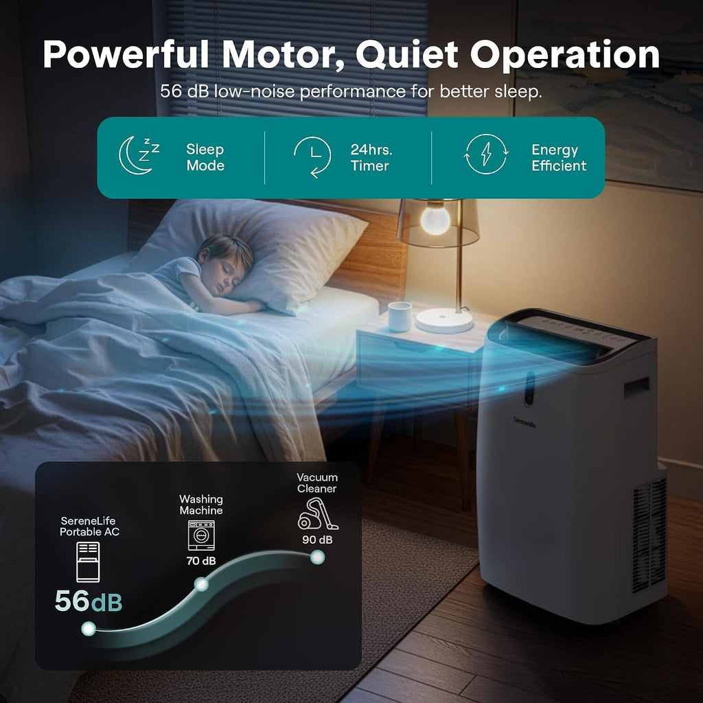 12,000 BTU WiFi Smart Portable AC – Cooling, Fan & Dehumidifier, 24hr Timer, Remote, Window Kit