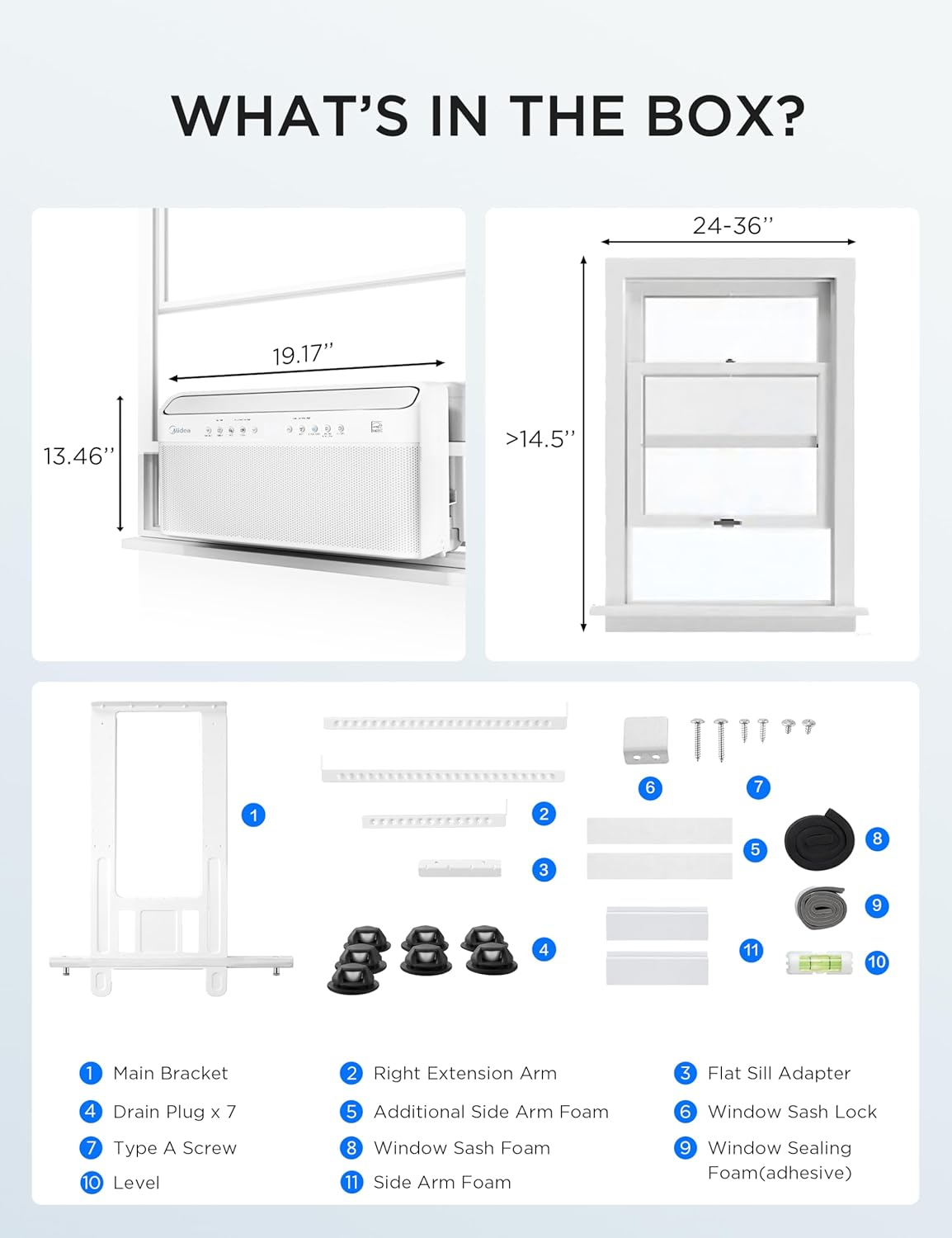 8,000 BTU U Shaped Smart Inverter Window Air Conditioner - Cools 350 Sq Ft, Ultra Quiet with Open Window Flexibility - Alexa/Google Assistant Compatible - 37% Energy Savings, Remote (Updated) | Cools 350 Sq Ft