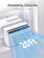 8,000 BTU U Shaped Smart Inverter Window Air Conditioner - Cools 350 Sq Ft, Ultra Quiet with Open Window Flexibility - Alexa/Google Assistant Compatible - 37% Energy Savings, Remote (Updated) | Cools 350 Sq Ft