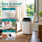 WiFi 12,000 BTU Portable Air Conditioner – Self-Evaporating, Cooling, Fan, Dehumidifier, Sleep