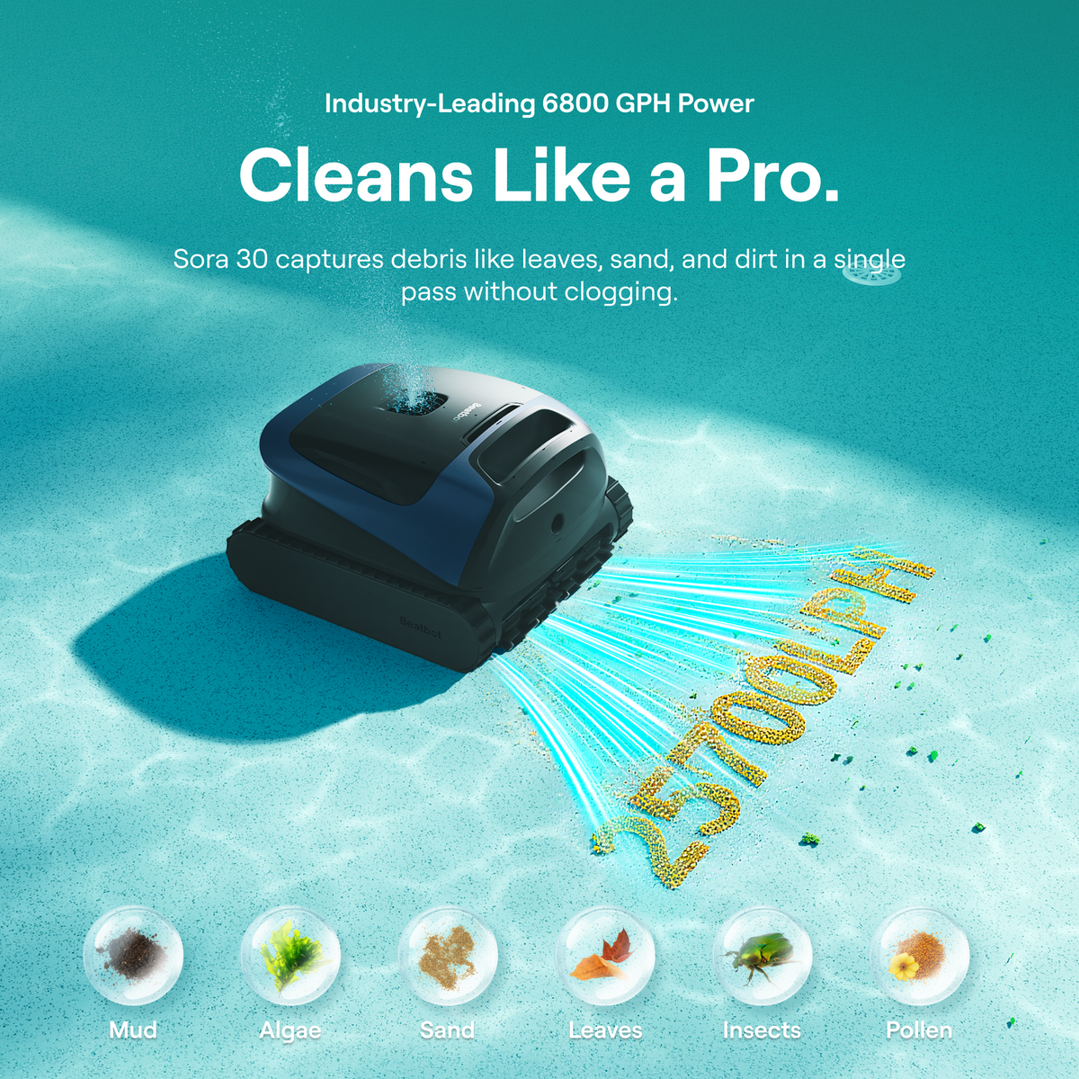 Beatbot Sora 30 Cordless Robotic Pool Cleaner Floor And Wall