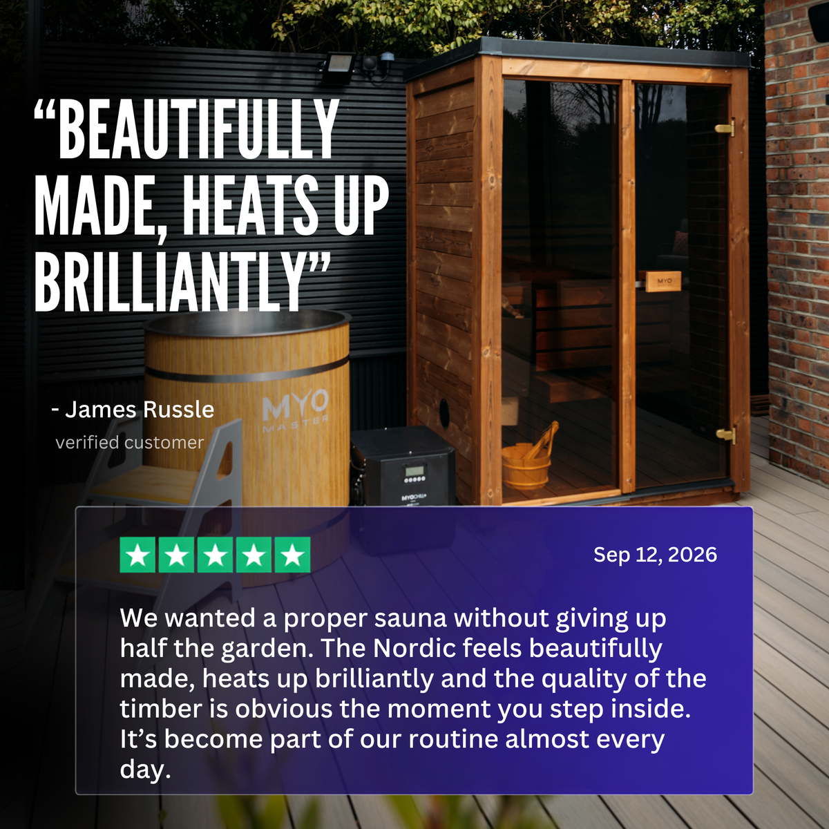 European Crafted Natural Timber Compact Outdoor Sauna