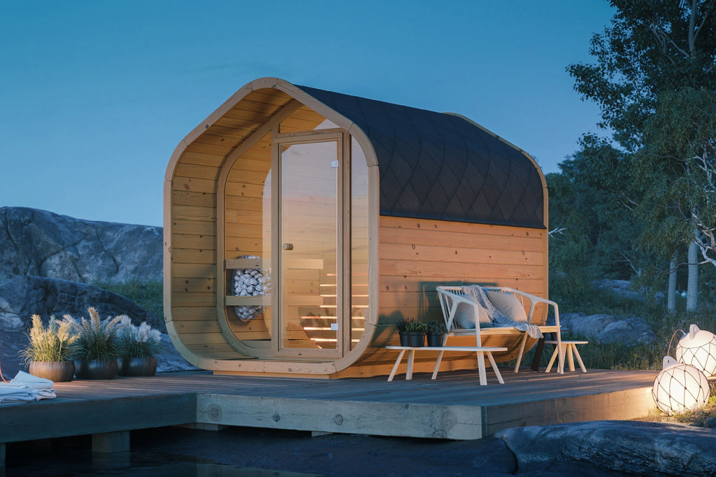 Authentic Nordic Thermowood Garden Sauna Cabin With Terrace