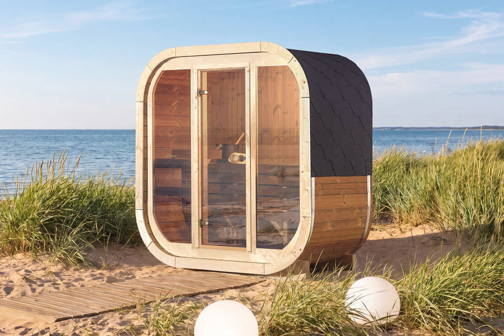 Natural Wood Compact Garden Sauna Cabin For 2 To 3 People